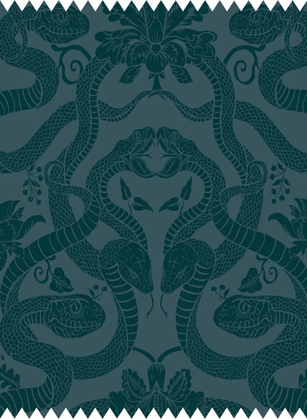 House of Hackney Fabric Anaconda - Cut Velvet - Petrol