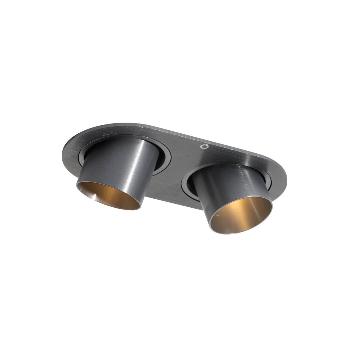Afrundet indbygget spotlight gunmetal GU10 35 mm vippbar 2-lys - Installa
