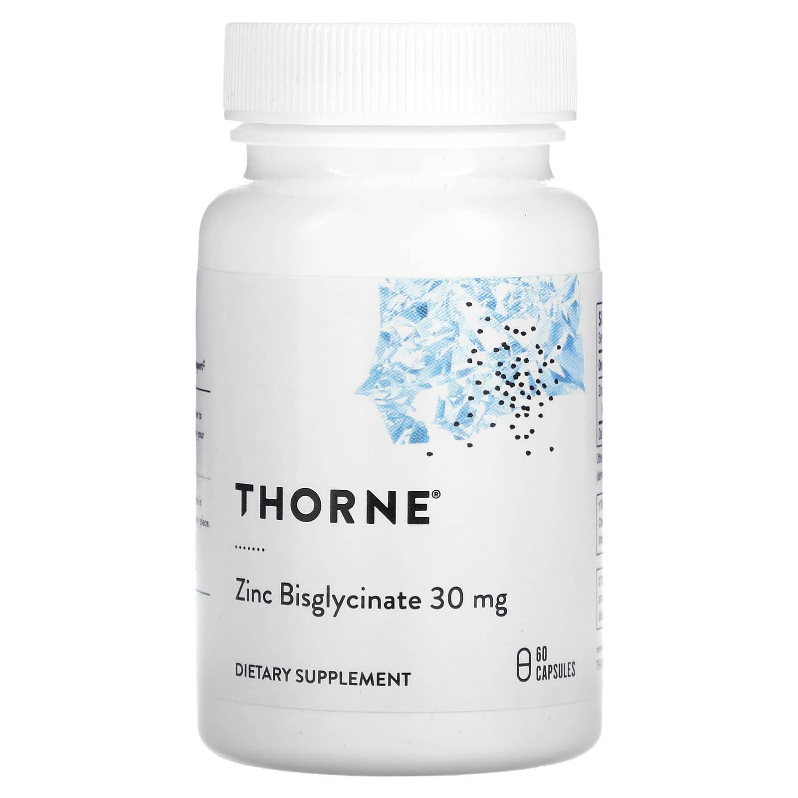 Thorne, Zinkbisglycinat, 30 mg, 60 kapslar