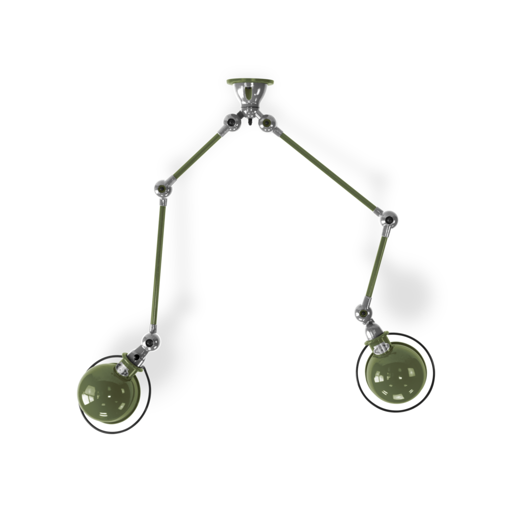 Loft Sky4224 loftlampe fra Jieldé - Olive green / Blank/poleret