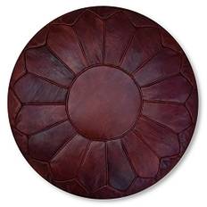 Poufs&Pillows Premium XL läderpuff – handgjord – levererad fylld – ottoman, fotpall, golvkudde (honung)