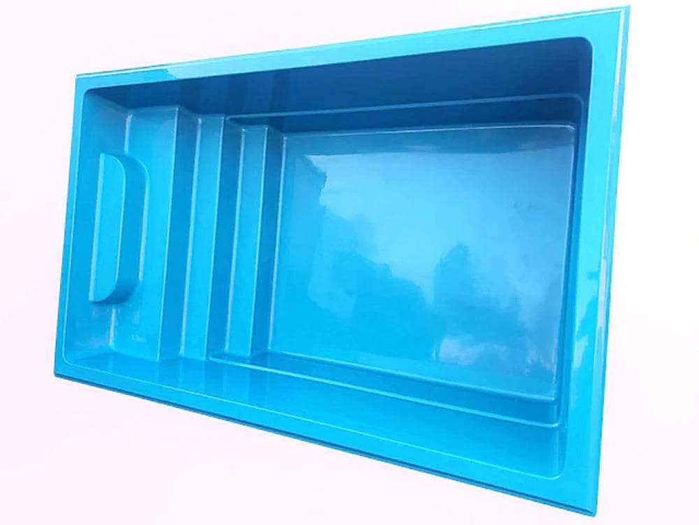 Glasfiberpool Carat 7,50 x 3,70 x 1,55 m (Anpassningsbar) Lillehammer: 7,84 x 3,78 x 0,87m i Klarglas (Silver) Utan Poolvärmepump