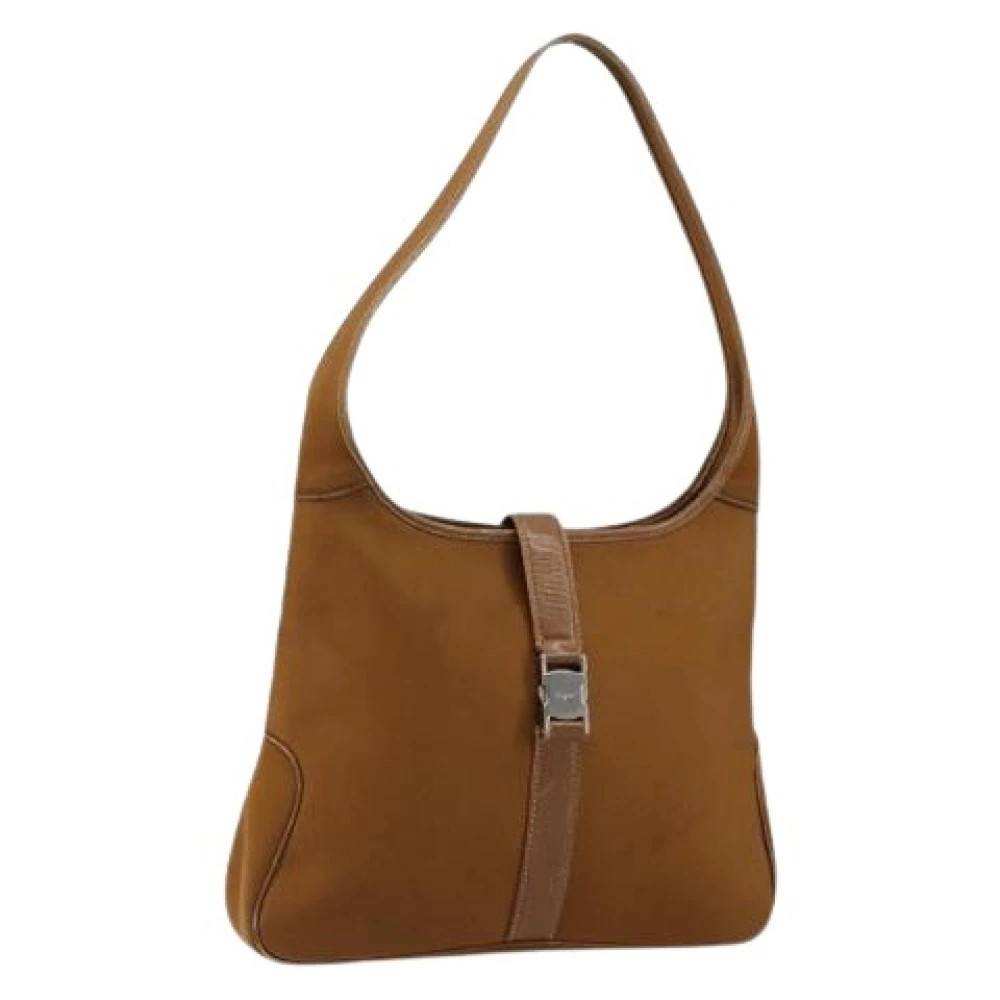 Salvatore Ferragamo Pre-owned Pre-owned Nylon Skuldertaske - Vintage - Dame - Brun - ONE SIZE - Uld