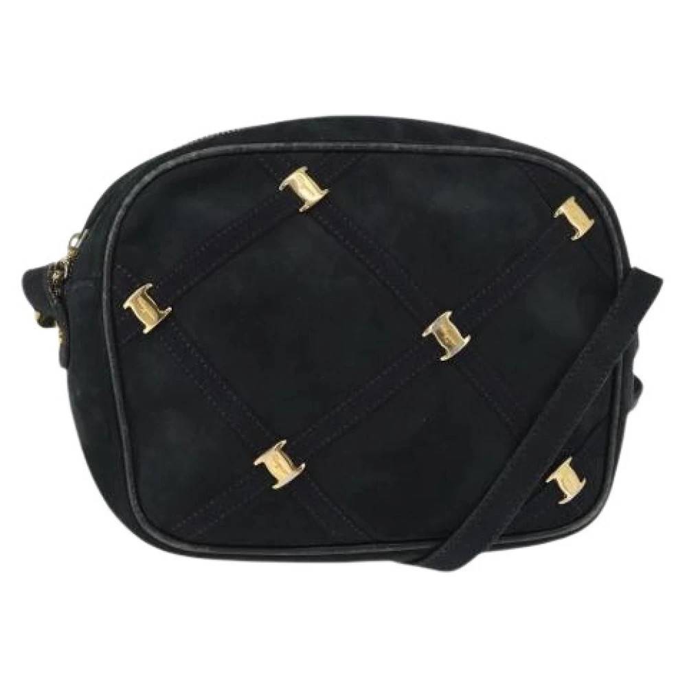 Salvatore Ferragamo Pre-owned Pre-owned Suede Skuldertaske - Vintage - Dame - Blå - ONE SIZE - Uld