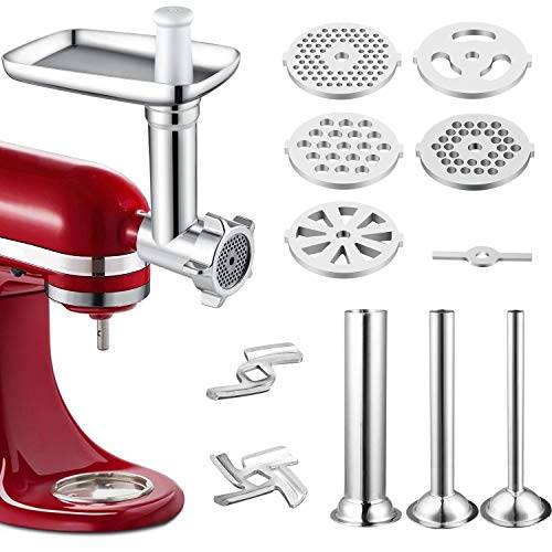 Gdrtwwh Metallfäste för matkvarn, kompatibel med alla KitchenAid köksmaskiner och PHISINIC köksmaskiner, inkluderar 3 korvfyllningsrör