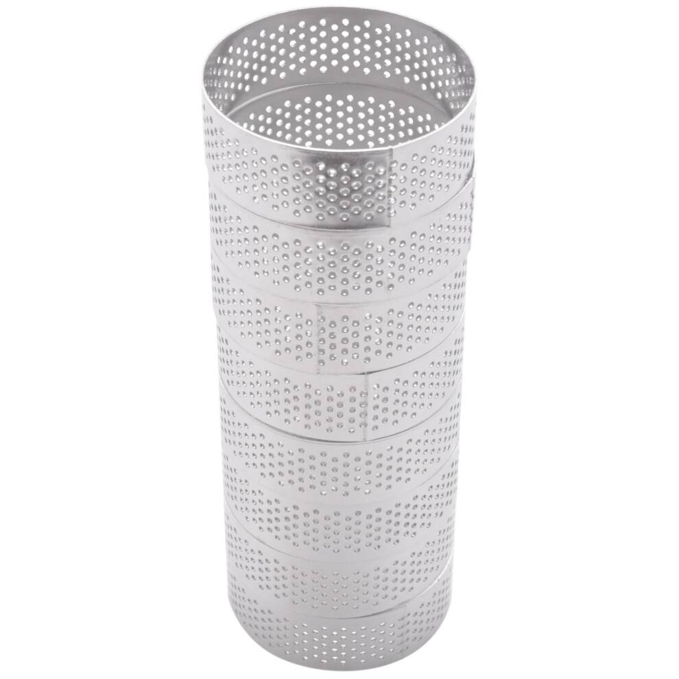 8 stk. rustfri stål tærtering, varmebestandig perforeret kagemoussering rund dobbeltvalset metalform 6 cm
