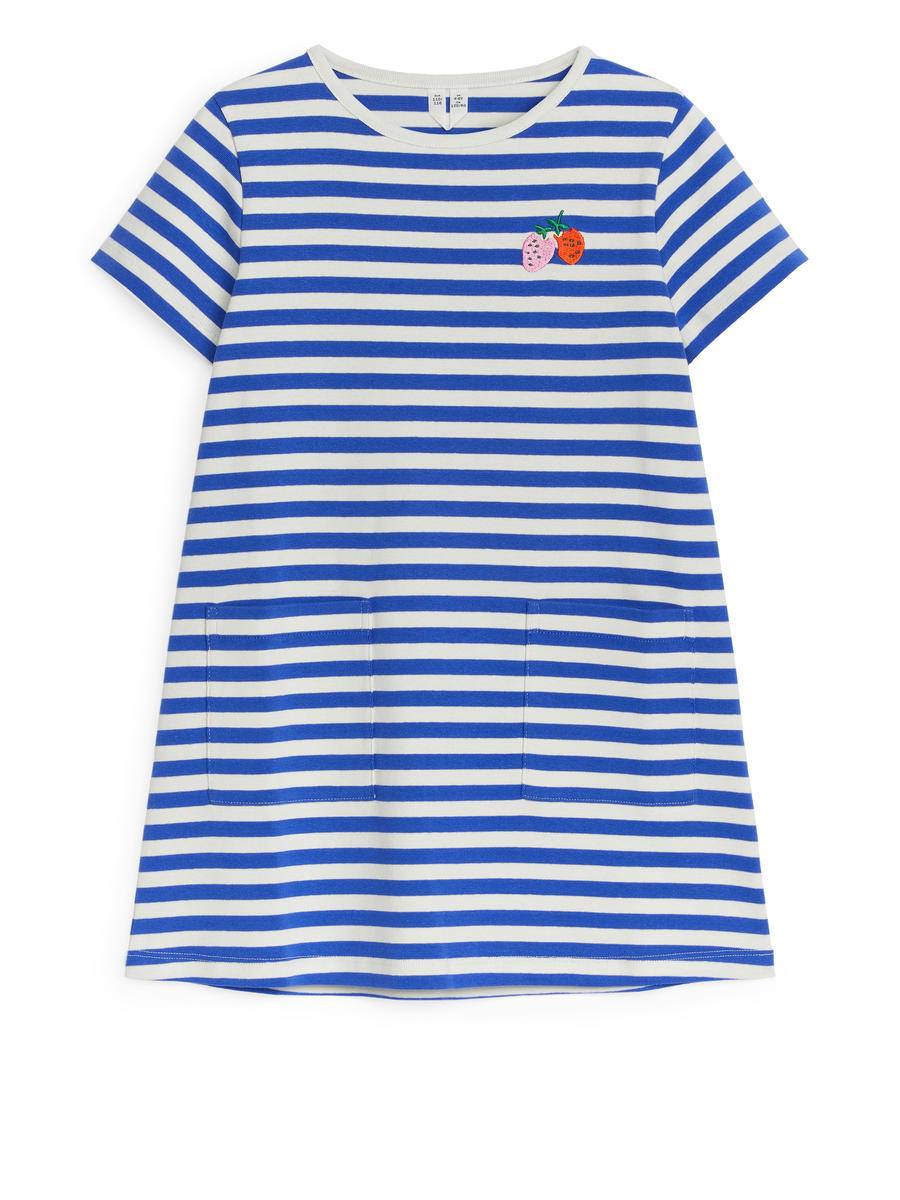 ARKET Embroidered T-Shirt Dress -Blue, 98/104