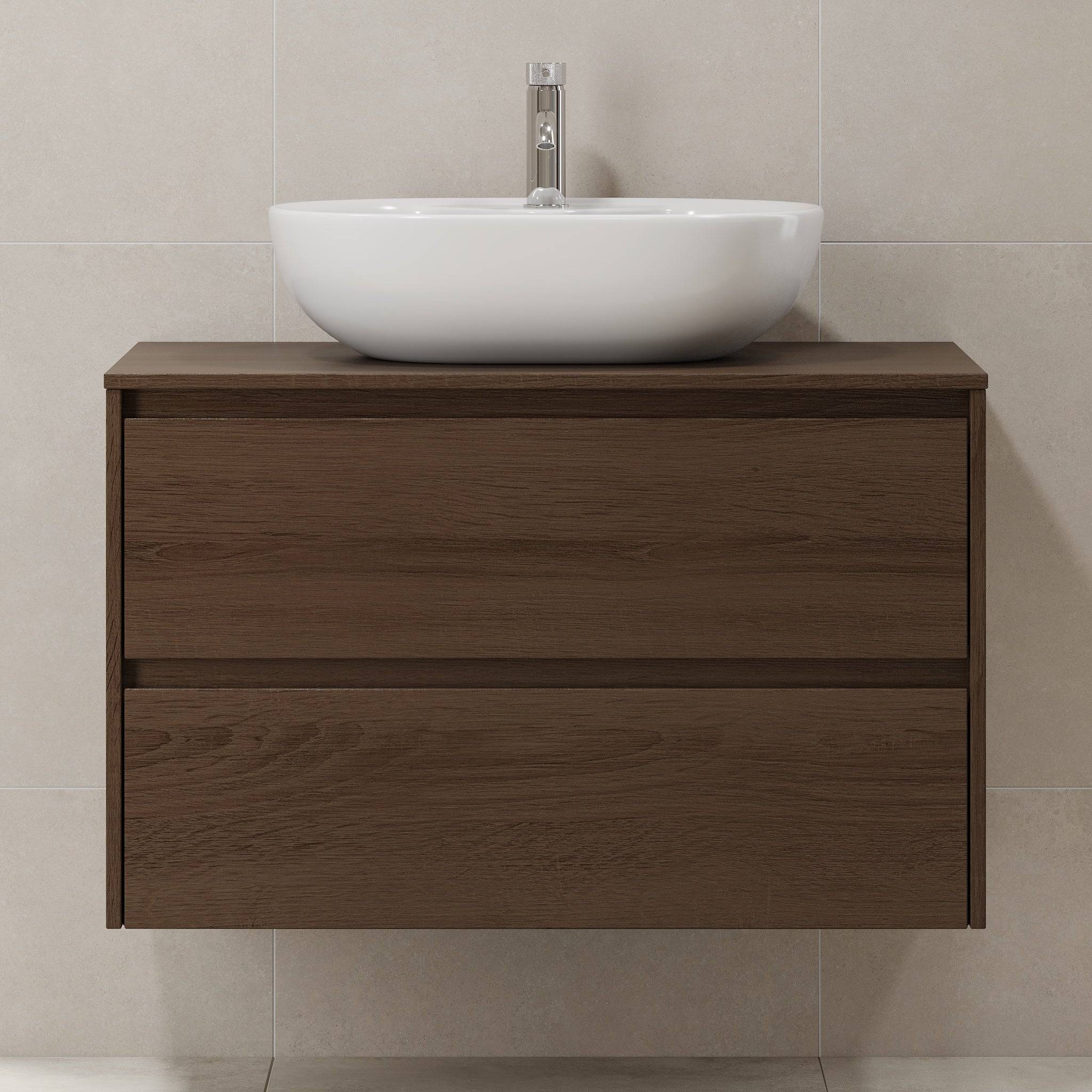 Svalbard Badmøbel m/Bordplade og vask, Valnød - 90 cm