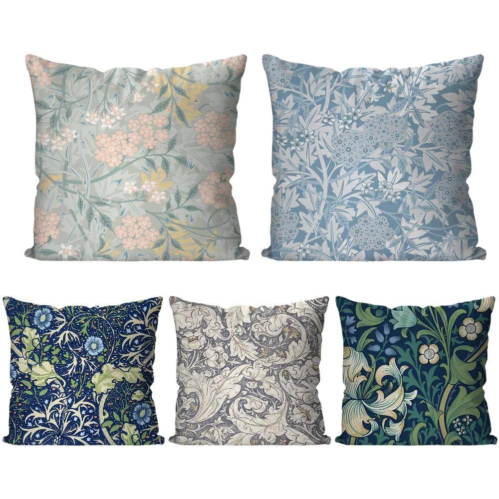 1 st William Morris Blomstermönster Kuddfodral Fyrkantig Kudde Sovrum Soffa Avkoppling KomfortBil Vardagsrum Heminredning 40X40