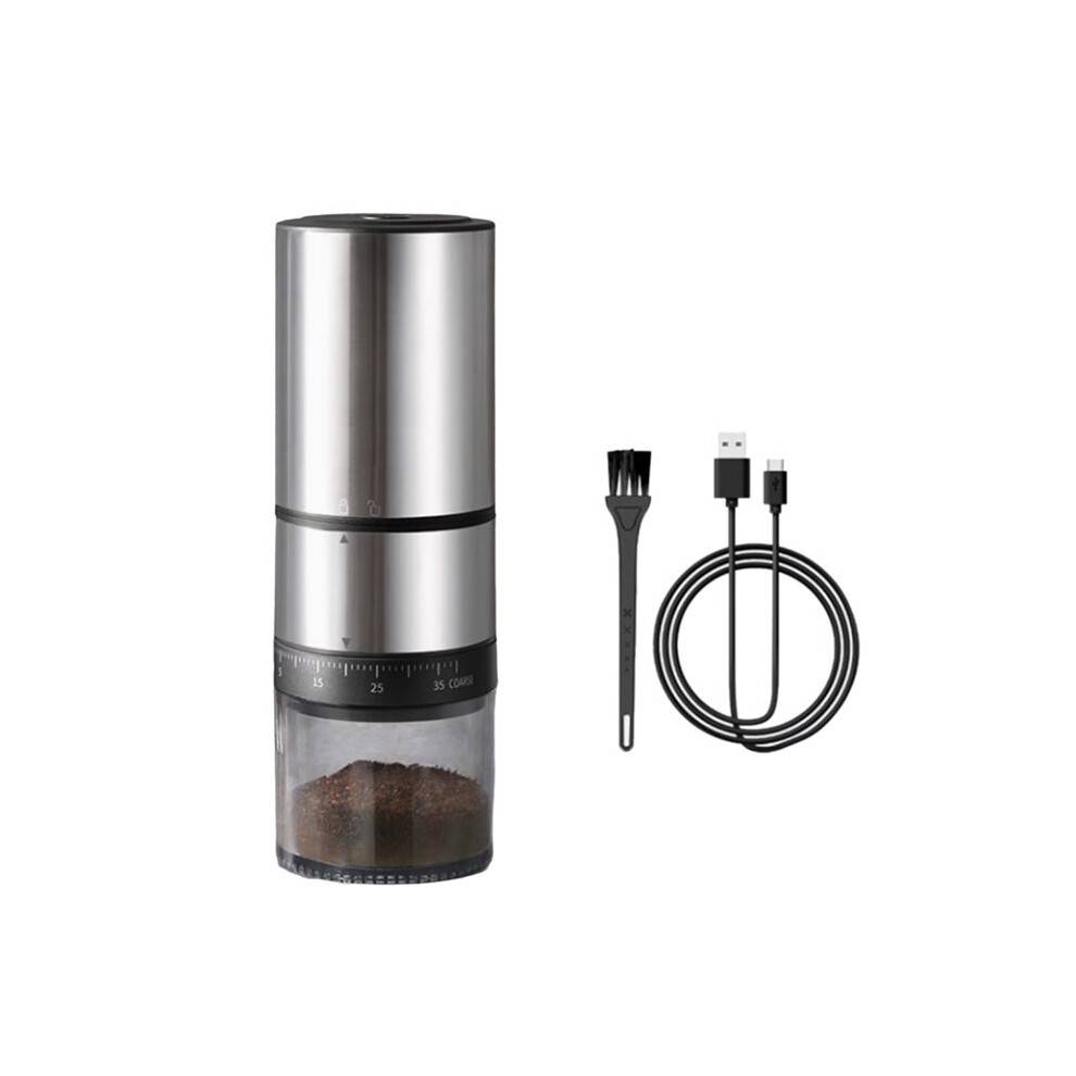 Portable Coffee Grinder Electric Burr Coffee Grinder for Traveling Camping with 38 Adjustable Grind Settings Silver