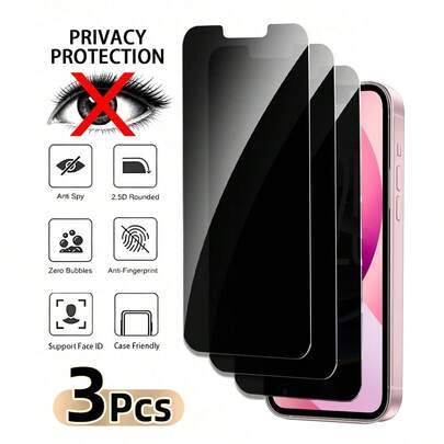 3 st integritetsskyddande härdat glas skärmskydd för smartphone, inte helskärm, splitterresistent, kompatibelt med 18 PRO MAX/18 PRO/17Pro Max/17 17Pr - Svart (Multi-size)