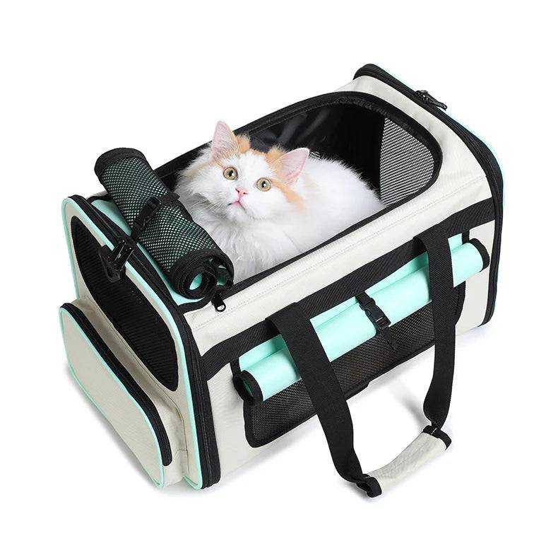Airline Approved Collapsible Soft-Sided Pet Carrier — Travel Cat & Dog Carrying Case - green