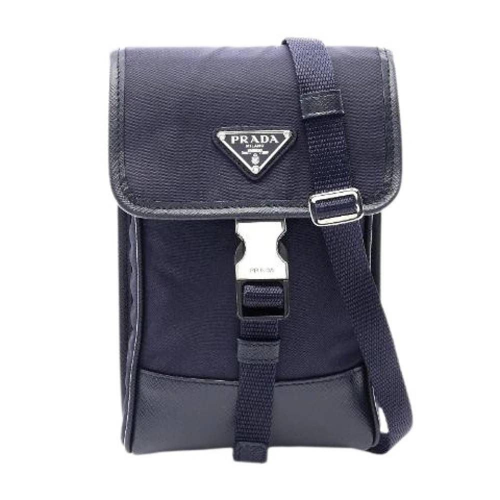 Prada Vintage Pre-owned Nylon Saffiano Leather Shoulder Bag - Vintage - unisex - Blå - ONE SIZE - Uld