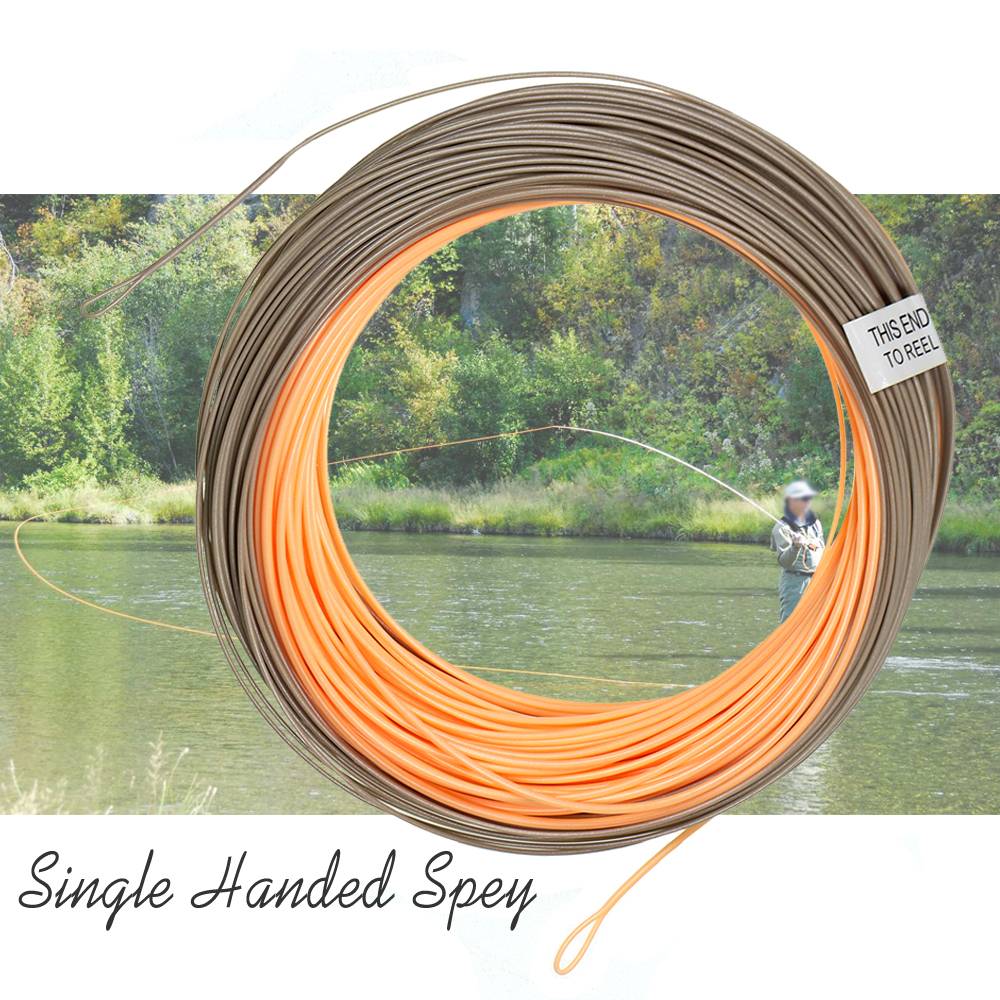 90FT Length WF1F - WF8F Single Handed Spey Fly Fishing Line WF3F-8F 90ft with 2 Welded Loops Peach/Camo Fly Line Fishing Cord