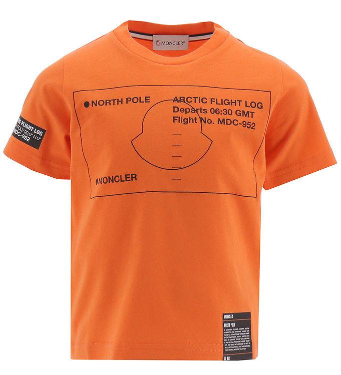 Moncler T-shirt - Orange m. Print - Moncler - 4 år (104) - T-Shirt
