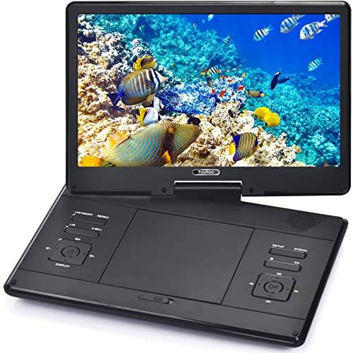 YOOHOO16,9 tum bärbar DVD-spelare med 14,1 tum stor vridbar skärm, med uppladdningsbart batteri, mobil DVD-spelare för barn, synkroniserad TV, stöd USB SD-kort med billaddare (svart)