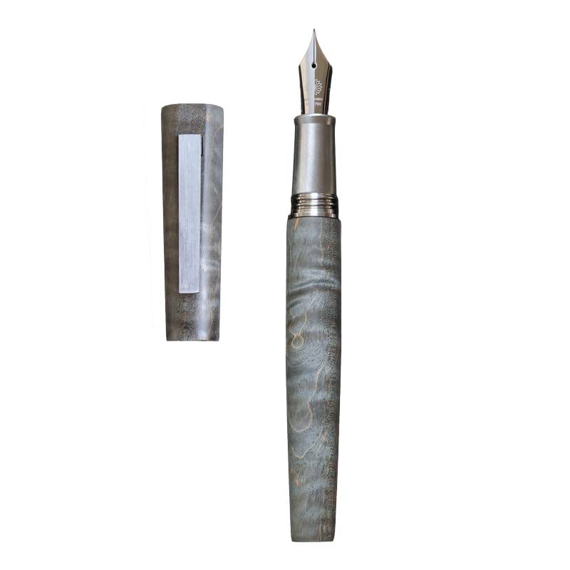 WANCHER Olympus Titan Nocturne Gray Fountain Pen Rhodium (Shogun Nib, Plated, B-Shaped Nib)