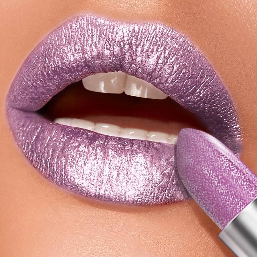 Lipstick, Waterproof, Lasting Makeup, Pearlescent, Sparkle, Purple, Lip Gloss