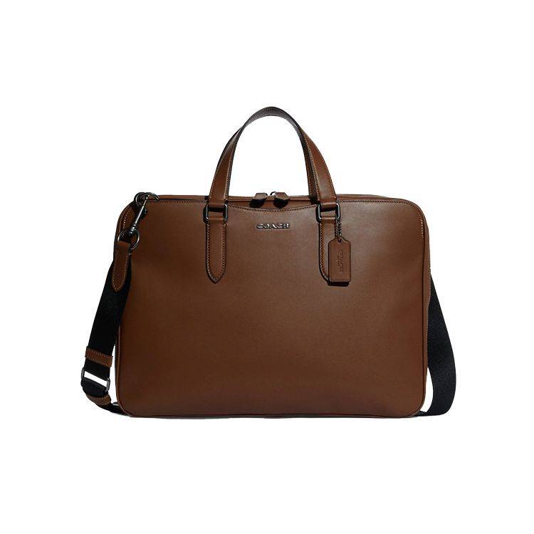 Coach Graham 39 Letter Logo Multi-Slot Zipper Closure Detachable Shoulder Strap Leather Briefcase Tote Crossbody Bag Large Men bags C8170-QBSD Basic Set (Bag+Dust Bag)