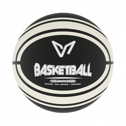 1 st. tyst basketboll storlek 5/7 med tvättbart tygöverdrag, massivt material för inomhus-/utomhusbruk, syntetmaterial, tyst dribbling, svart och oran (Size 7,Storlek 5)