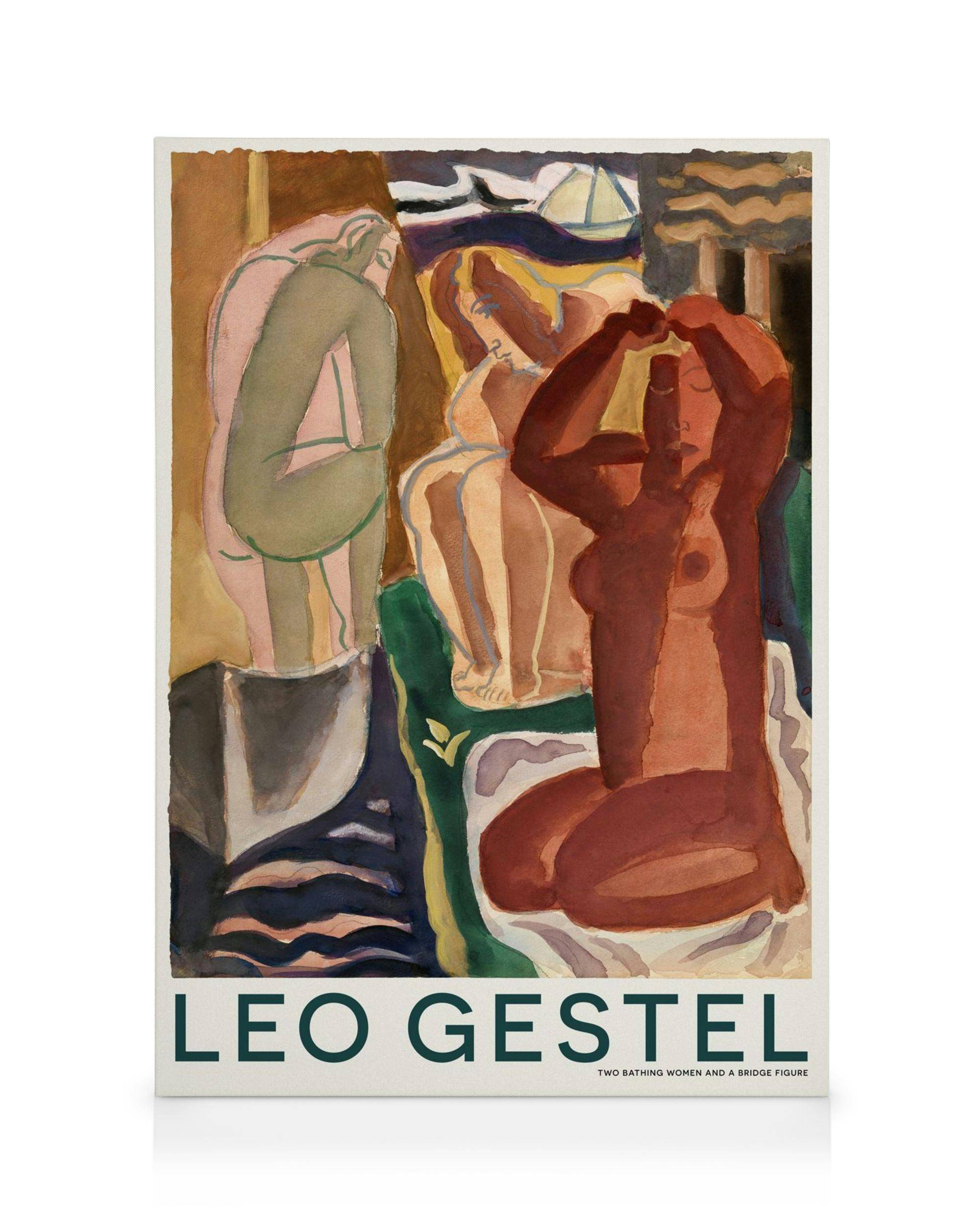 Canvastavlor Leo Gestel - Two Bathing Women and a Bridge Figure Canvastavla (50x70 cm - Svart ram)