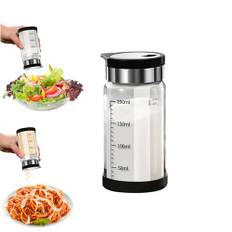 Salt- och pepparkar i glas med rostfritt lock, 360° rotation och 4 hälllägen krydda saltkar för kök
