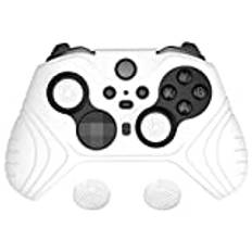 PlayVital Anti-Slip Silikonfodral Cover för Xbox Elite Series 2 Controller,Skyddande Fodral Skyddskåpa med Tumgrepp för Xbox Elite Series 2,Ergonomiskt Mjukt Hudskydd-Vit(Samurai Edition)