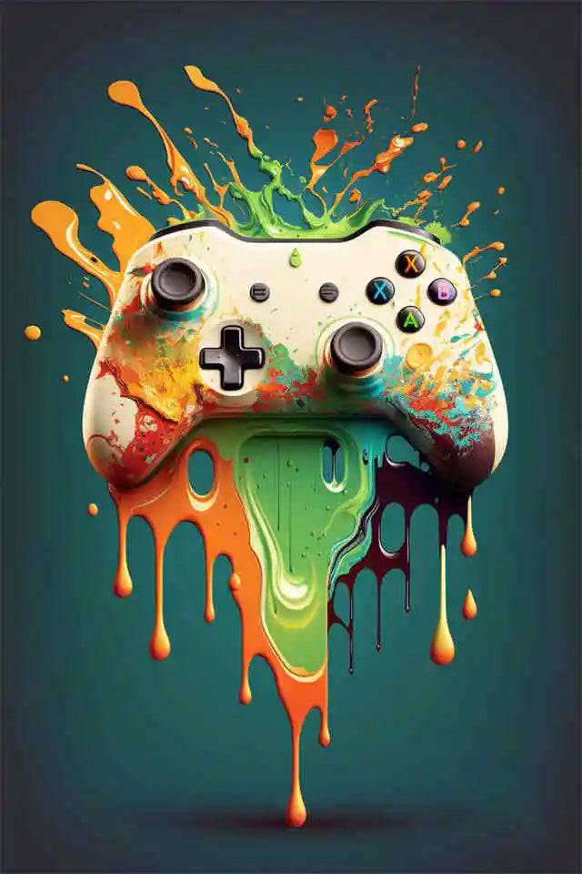 Poster med gamingmotiv i färgexplosion - 7 / 50x70cm