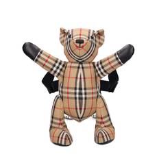 Check Print Cotton Bear Backpack - black - 01