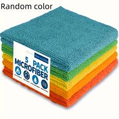 TEMU Microfiber Cleaning Cloth Set - Polyester, Suitable For Surfaces, Non-striped Glossy Finish, Ideal For Outdoor, Bathroom, Kitchen, Patio - Super Absorbent Towel