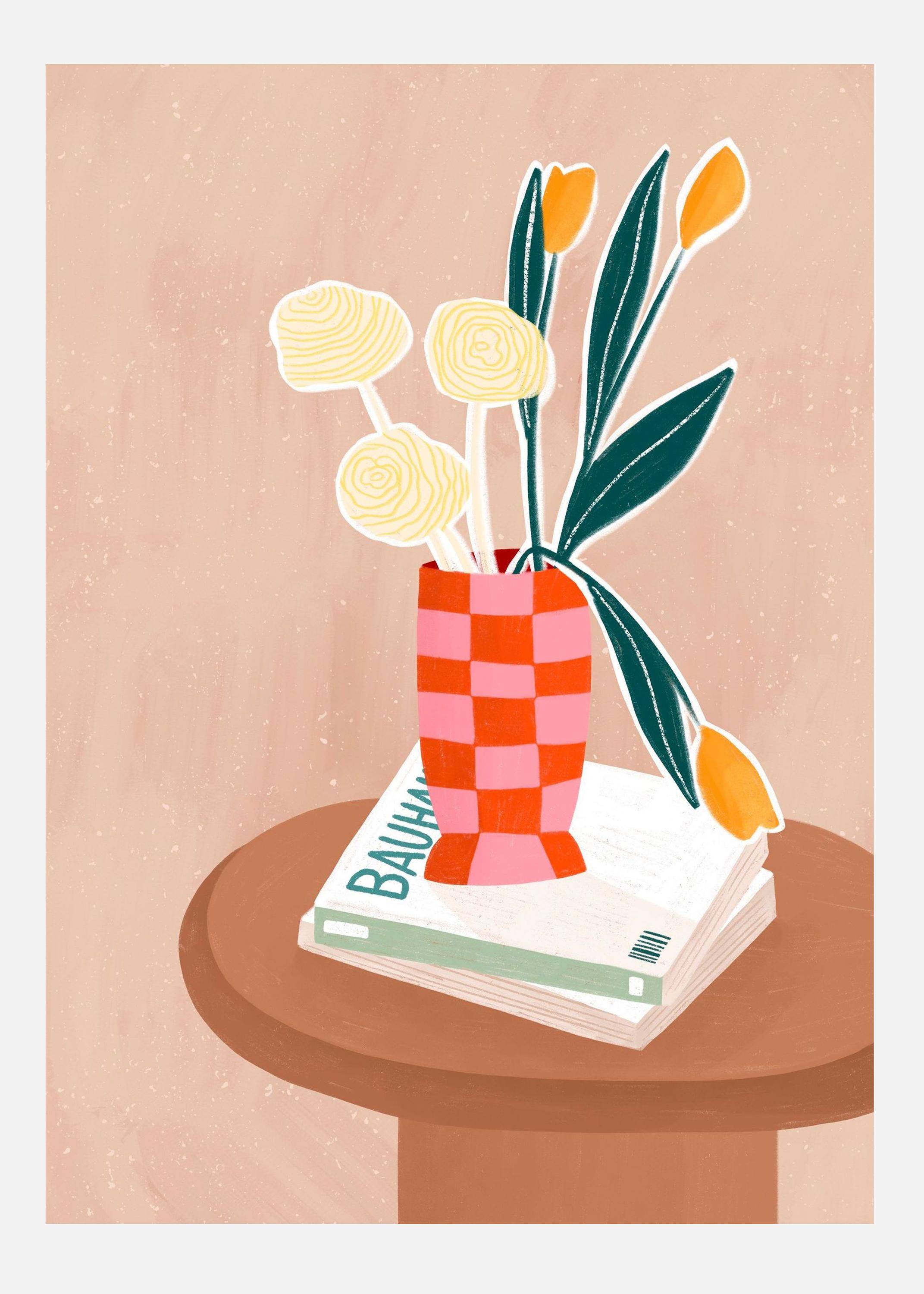Checkered Vase Canvastavla (100x140 cm)