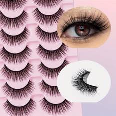 TEMU 7 Pairs 13mm Hypoallergenic Fluffy C Natural Eyelashes, Beginner-friendly Extra False Lashes Set For Makeup Look