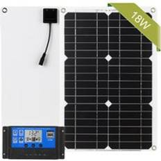 18w 12v solpanelsats från nätmonokristallin modul med sol laddningsregulator sae anslutningskabelsatser - Med styrenhet