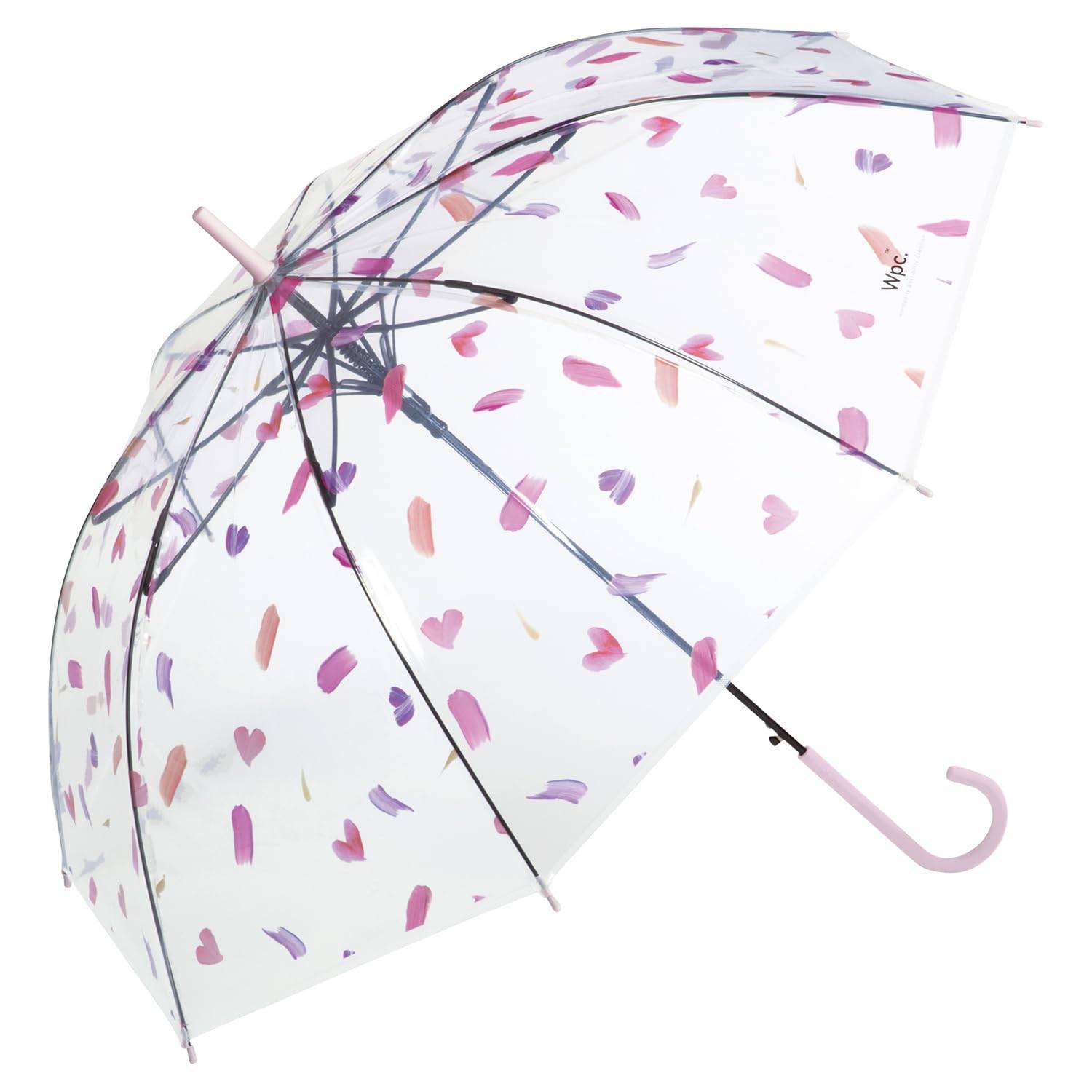 Cosmetic Heart Pink Rain 60cm Perfect for or Anywhere Wpc. [Vinyl Umbrella] Umbrella, Long-Lasting, Ribs, Large, Jump, Women's, Cosmetic, Heart,