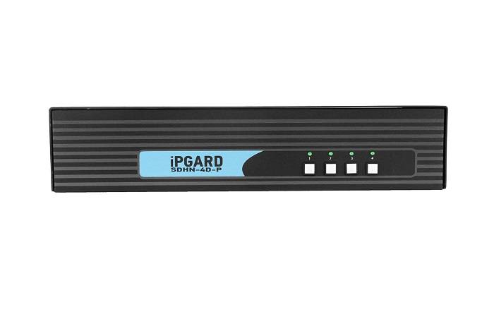 Säker 4-port, dual-head DP-till-HDMI KVM switch