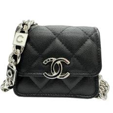 Chanel Vintage, Pre-owned, Dame, Sort, ONE SIZE, Tyl, Pre-owned Laeder chanel-tasker