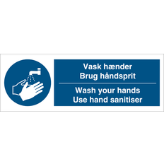 Dansk-engelsk Vask hænder Brug håndsprit (Wash your hands - Use hand sanitiser)