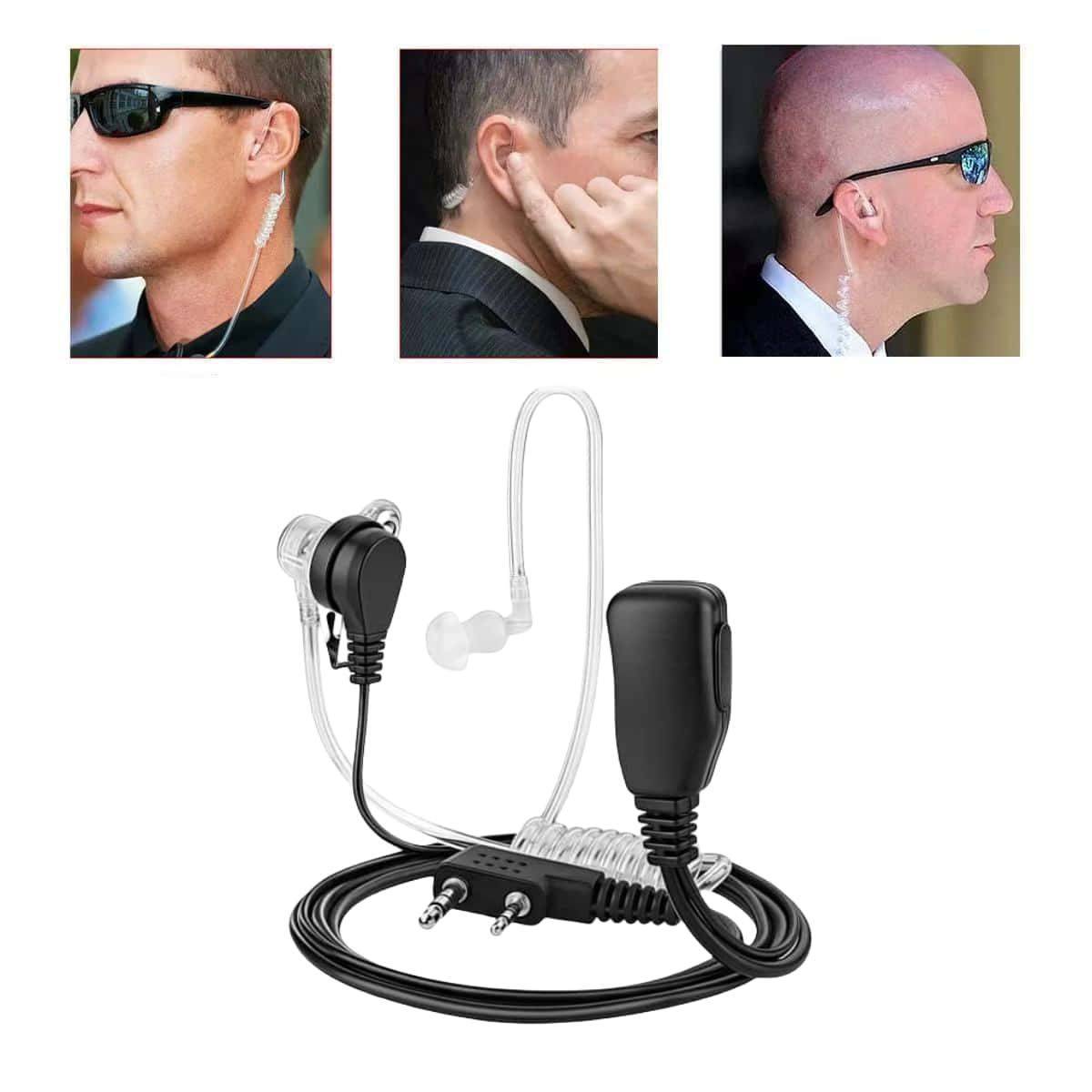 2-pins PTT MIC Headset Dold Akustisk Slang In-ear Öronsnäcka För Kenwood TYT Baofeng UV-5R BF-888S CB Radio Tillbehör