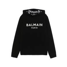 Balmain Kids - hoodie med logotyp - barn - kashmir/polyamid/ull - 14 - Svart