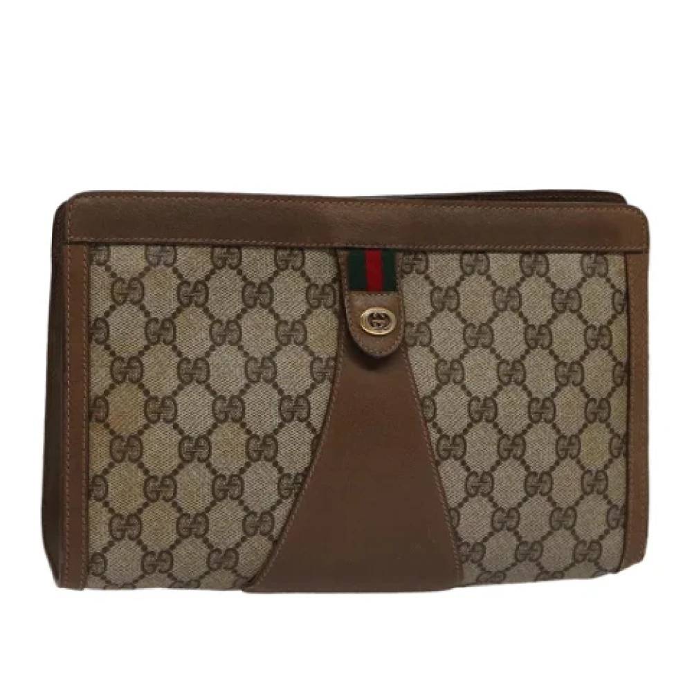 Gucci Vintage Pre-owned Laeder clutches - Vintage - Dame - Beige - ONE SIZE - Tyl