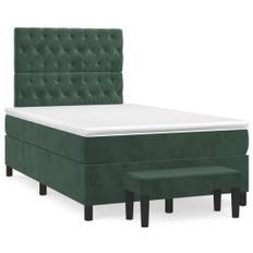 vidaXL kontinentalseng med madras 120x190 cm velour mørkegrøn
