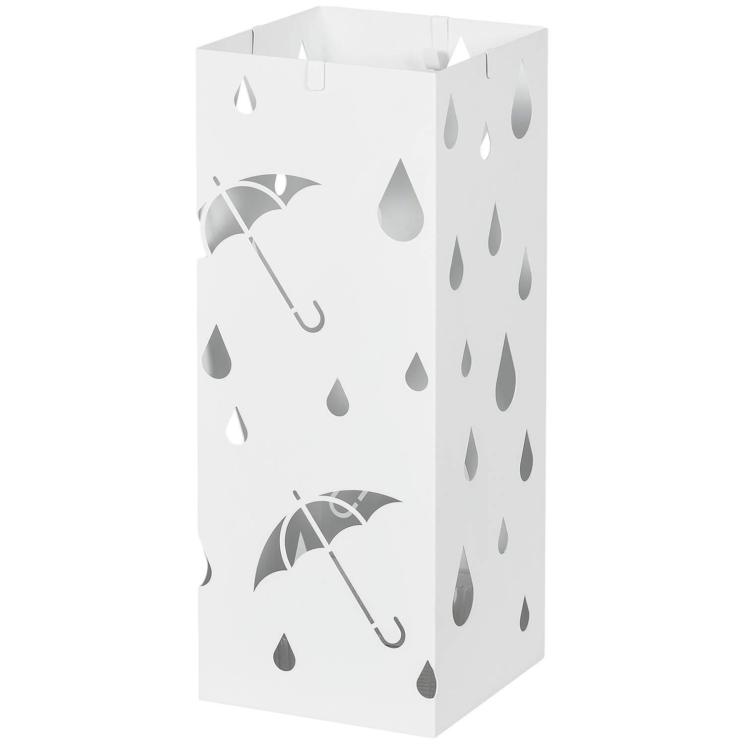 Paraplystativ med 4 kroge, vandopsamlingsbakke, paraplyholder til entre, paraplyer og spadserestokke, stål, 15,5 x 15,5 x 40 cm,