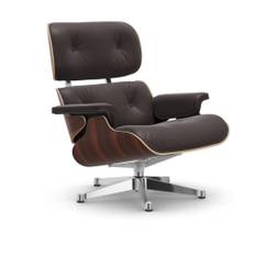 Vitra - Lounge Chair, Santos Palisander Polished base, Leather Cat. L40 Leather Premium 87 - Drejelænestole - Charles & Ray Eames - Brun - Metal/Træ