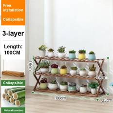 Reol i Bambus med 3 Hylder - 100 cm - Brun