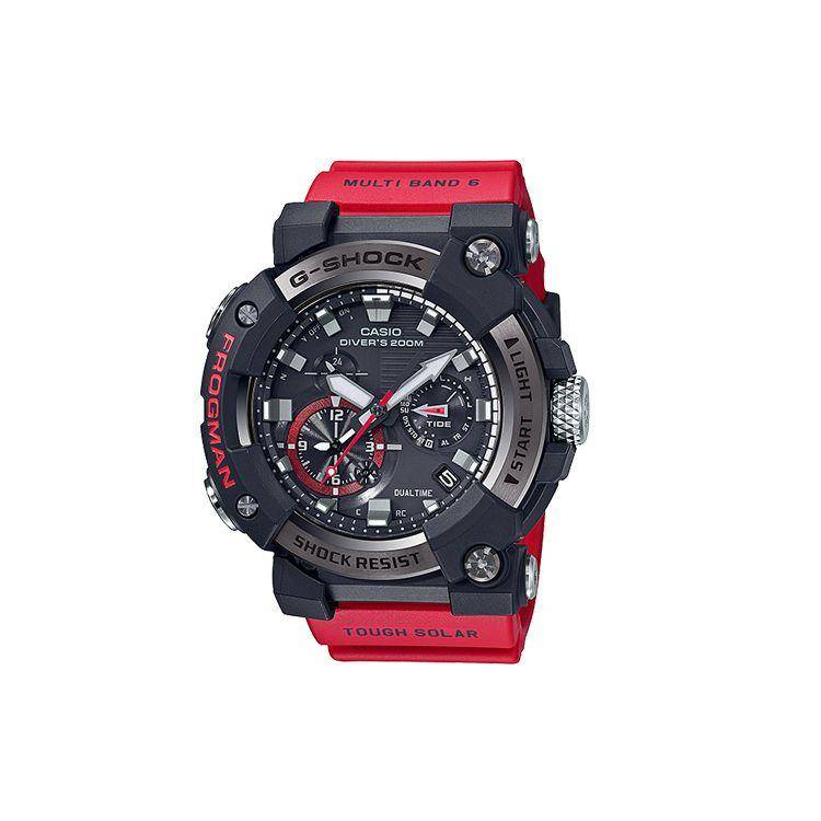G-Shock Marine Series Frogman Dive Shock Resistant Bluetooth Solar Quartz Movement Resin Strap Men watches Black GWF-A1000-1A4 Red Strap