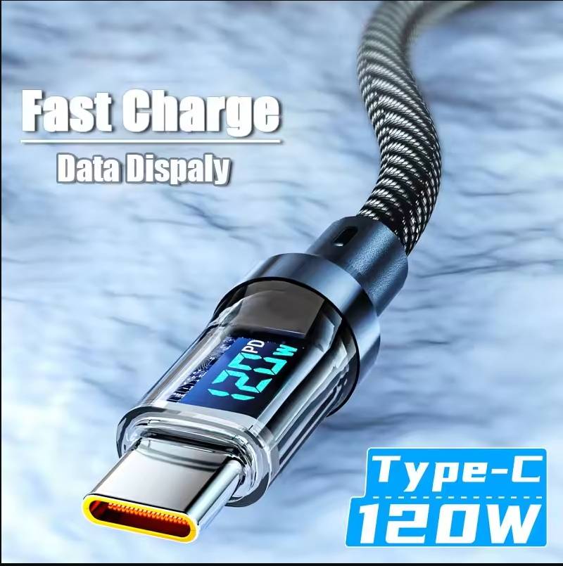 120W Dual USB C Digital Display Cable PD Fast Charging USB Type C to Type-C Cable For iPhone 15 Pro Max Plus Xiaomi Macbook iPad