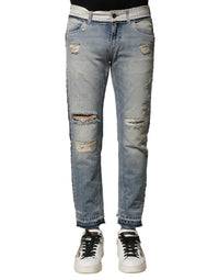 Dolce & Gabbana Distressed Straight-Leg Jeans — Blue