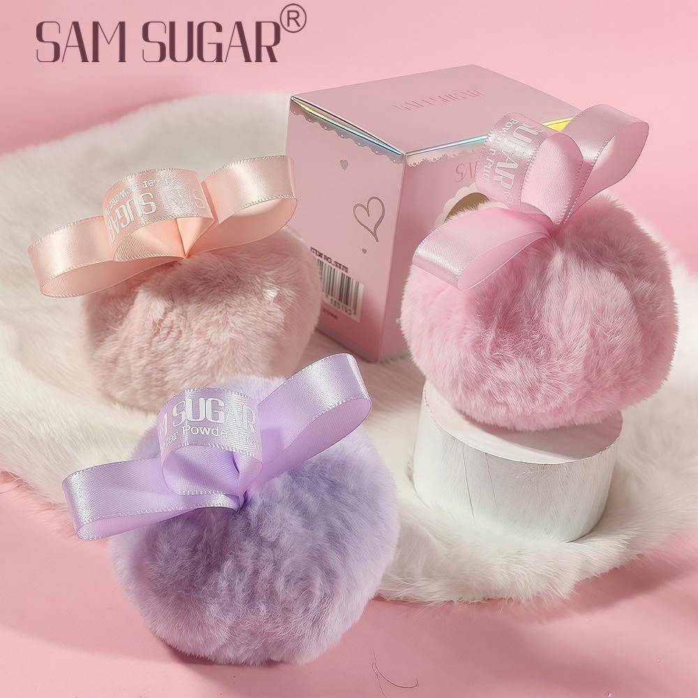 3 st Body Shimmer Highlighter Puderpuff Set Fluffig Rosa Puff Diamantglitter Ansikte och Kropp Glöd Smink för Festival Fest Kvinnor