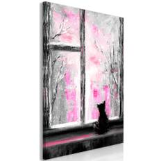 Lærredstryk Longing Kitty (1 del) Pink