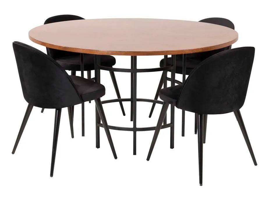 Venture Design Copenhagen & Velvet matgrupp Brun/svart 4 st stolar & bord 140 cm